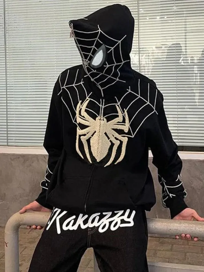 Men's Spider Man Styling Print Oversized Hoodie