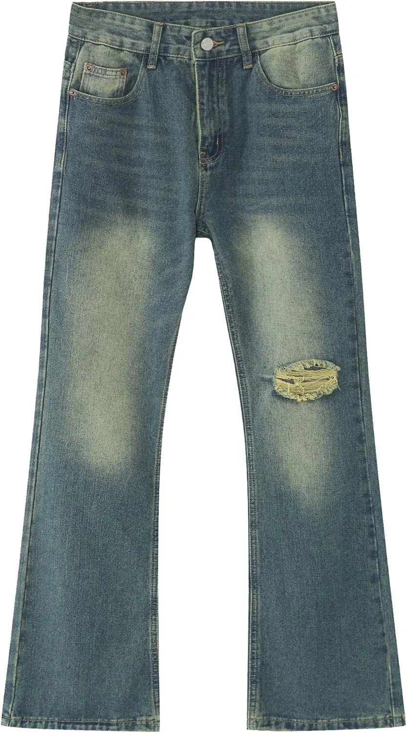 Men's Wide Leg Washed Hip Hop Jeans Fashion Loose Fit Classic Denim Pants Vintage Comfort Streetwear Jeans