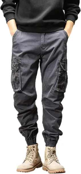 MIDOO Work Pants for Men Slim Fit Casual Fleece Joggers Loose Open Bottom Athletic Pants Straight Leg Outdoor Hiking Pants