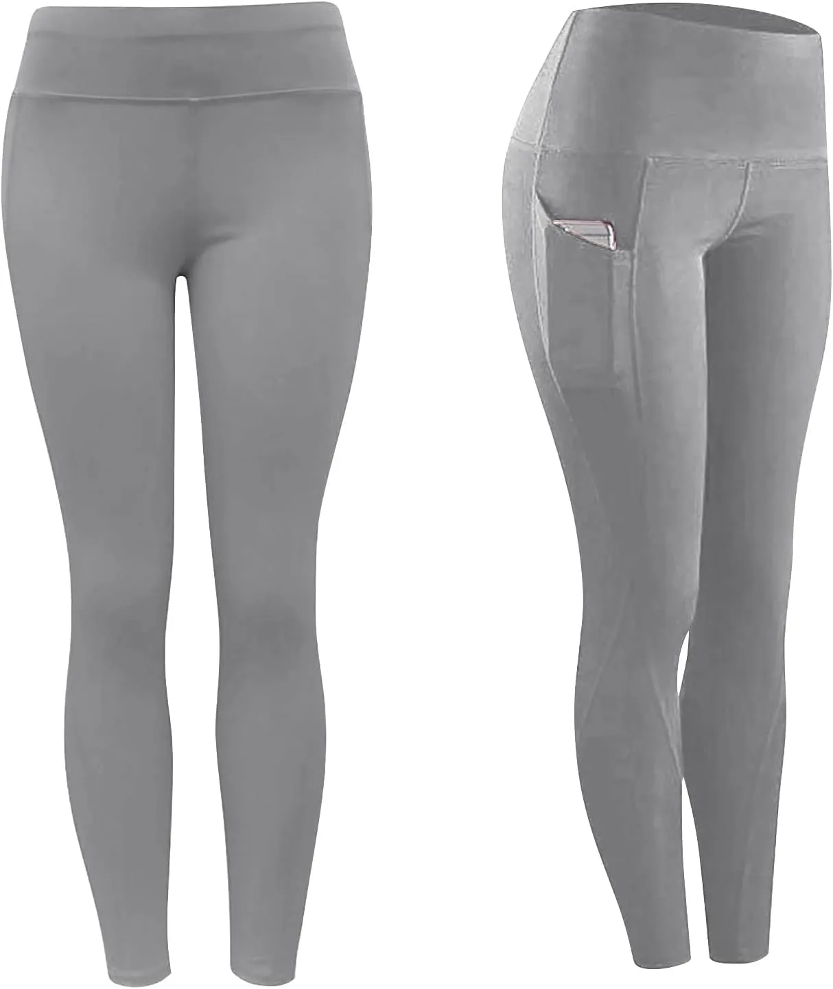 Mmoneyake Women's High Waist Yoga Leggings with Pockets Tummy Control Workout Running Pants Compression Buttery Soft Leggings