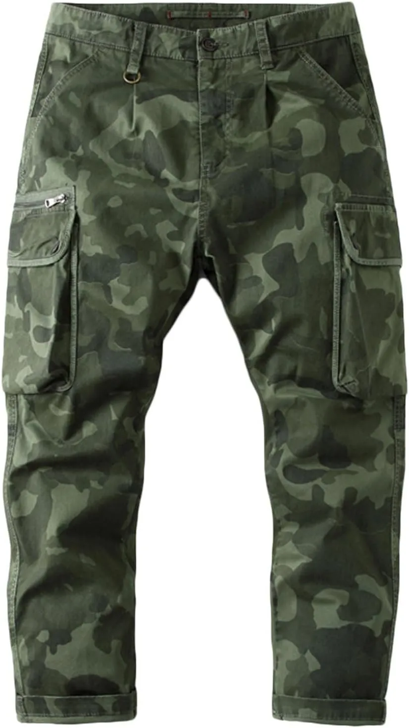 Muscularfit Mens Pants Casual Relaxed Fit Camouflage Cargo Pants Multi Pockets Camo Jogger Athletic Pants Straight Sweatpants