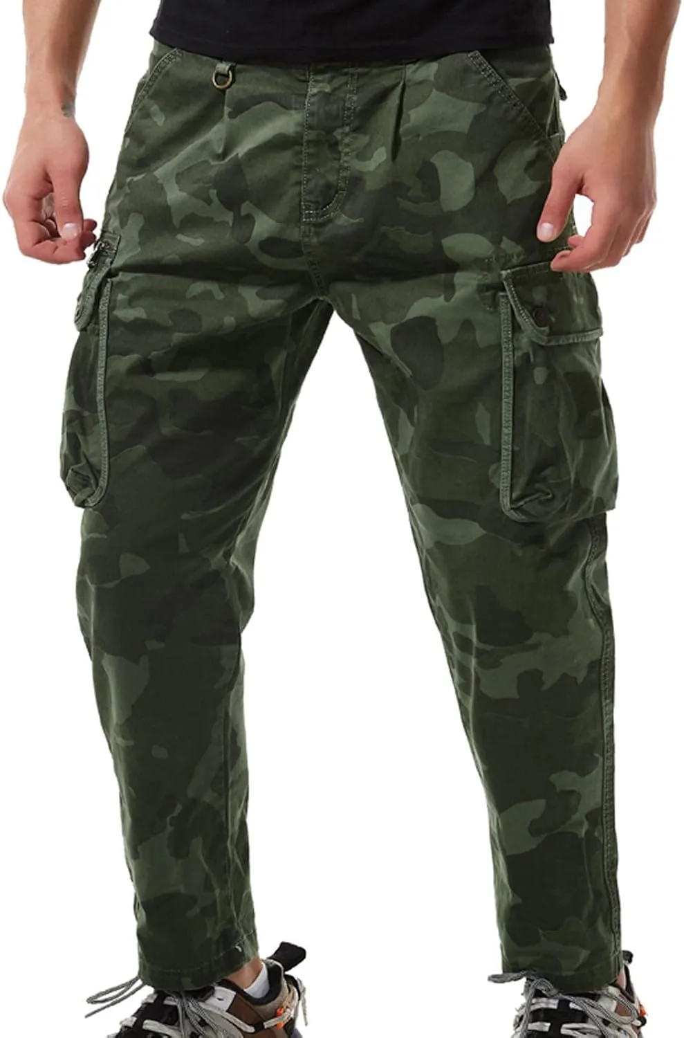 Muscularfit Mens Pants Casual Relaxed Fit Camouflage Cargo Pants Multi Pockets Camo Jogger Athletic Pants Straight Sweatpants