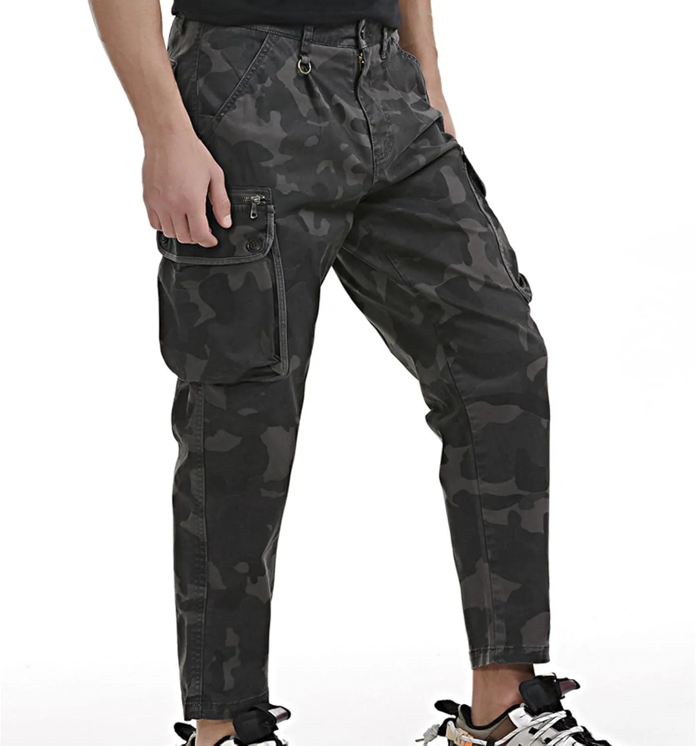 Muscularfit Mens Pants Casual Relaxed Fit Camouflage Cargo Pants Multi Pockets Camo Jogger Athletic Pants Straight Sweatpants