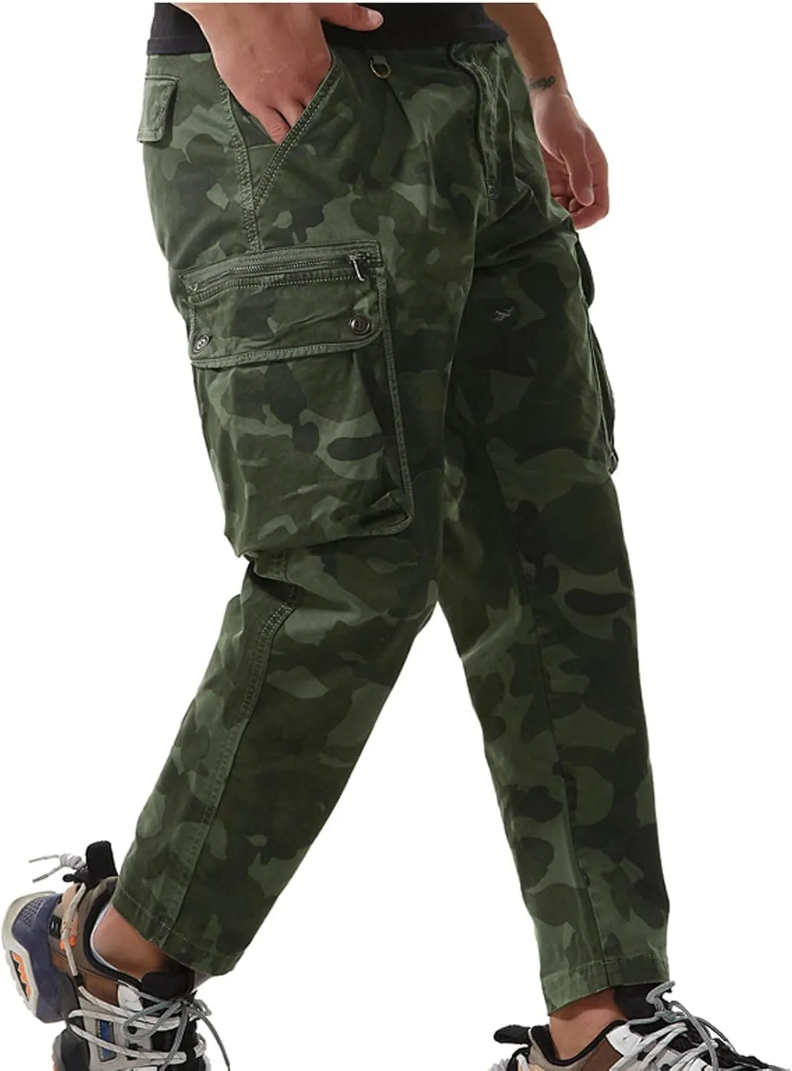 Muscularfit Mens Pants Casual Relaxed Fit Camouflage Cargo Pants Multi Pockets Camo Jogger Athletic Pants Straight Sweatpants