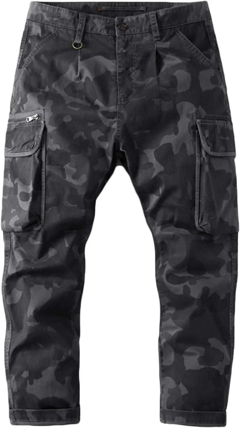 Muscularfit Mens Pants Casual Relaxed Fit Camouflage Cargo Pants Multi Pockets Camo Jogger Athletic Pants Straight Sweatpants