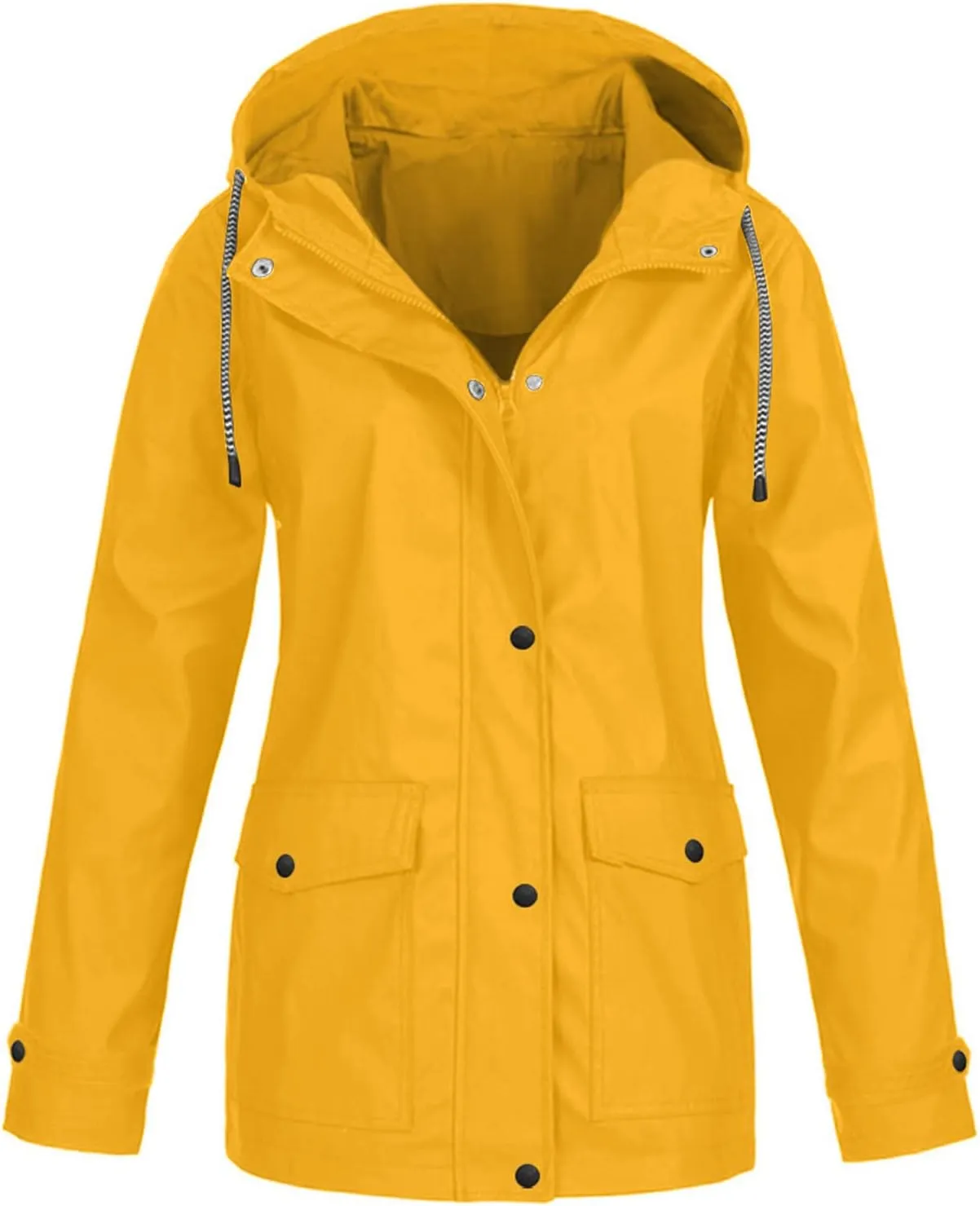 NaRHbrg Raincoat Hoodie for Women's Plus Size Jackets Rain Jacket Loose Hooded Elegant Windbreaker Comfortable Coat Outwear