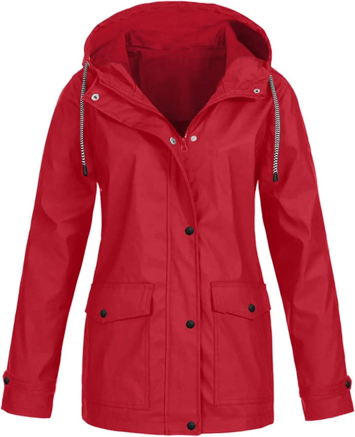 NaRHbrg Raincoat Hoodie for Women's Plus Size Jackets Rain Jacket Loose Hooded Elegant Windbreaker Comfortable Coat Outwear
