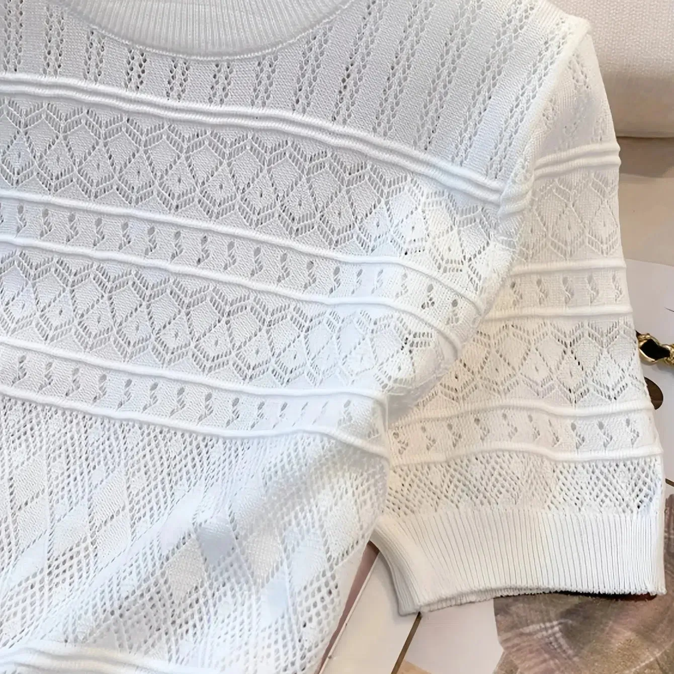 New Summer Thin Hollow Out Crew Neck Pullover Sweater