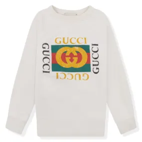 Preloved - Gucci Logo Cotton White Kids Sweatshirt