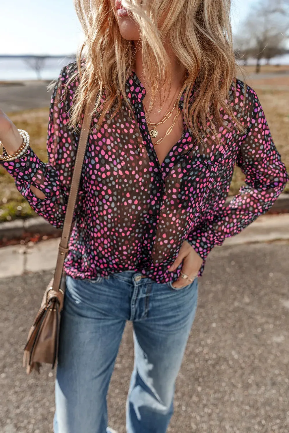 Printed Long Sleeve Blouse