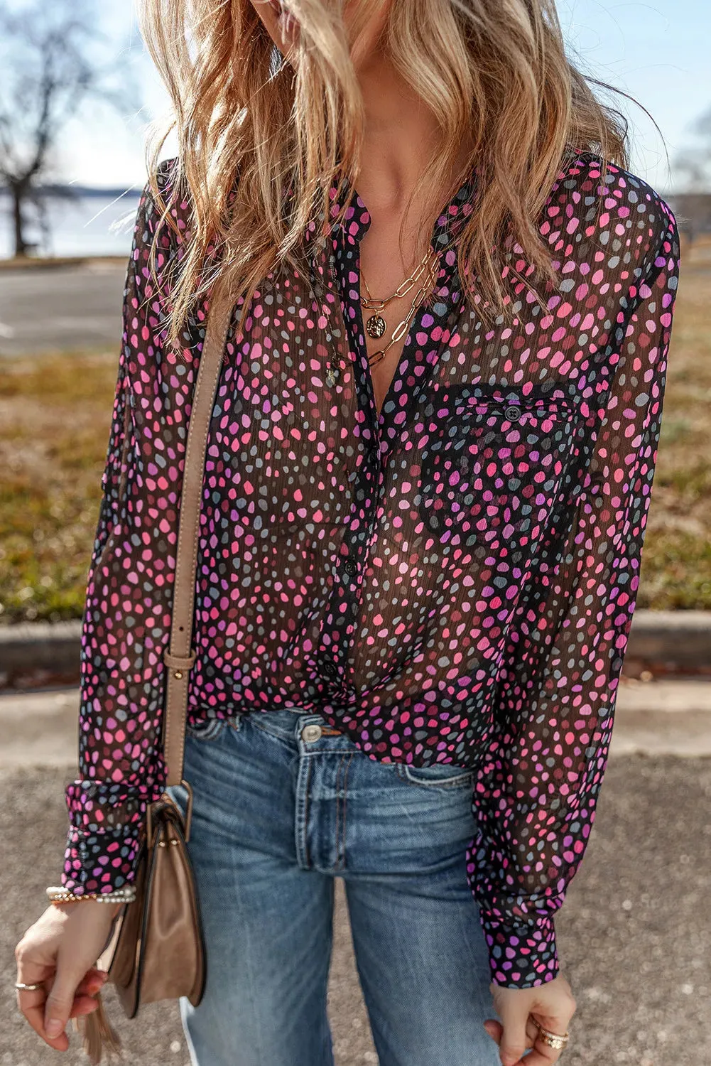 Printed Long Sleeve Blouse