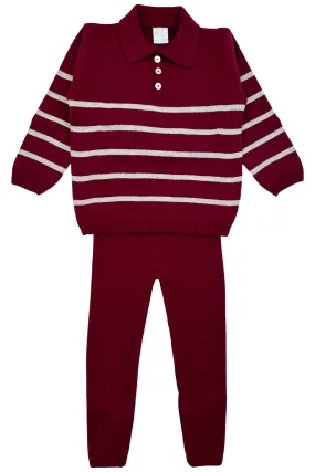 "Tommy" Burgundy Striped Knit Top & Leggings