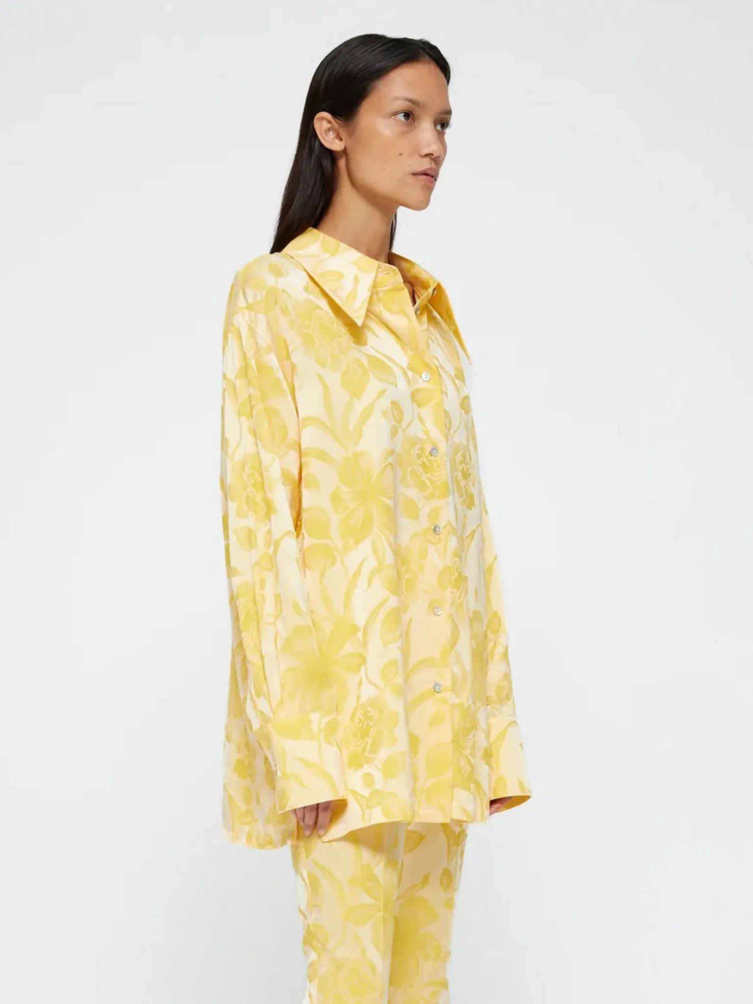 RÓHE Floral Jacquard Blouse Yellow Jacquard Floral