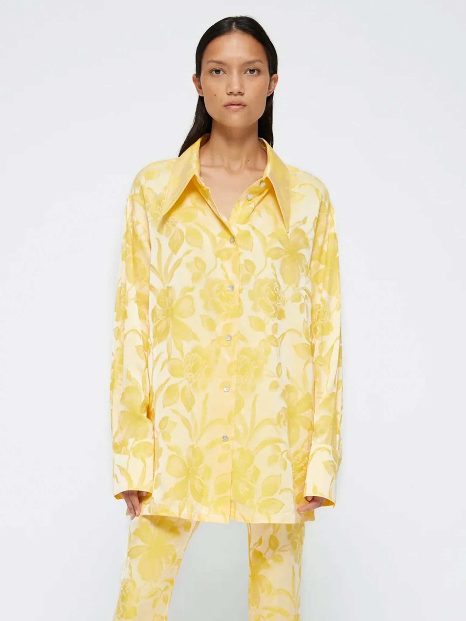 RÓHE Floral Jacquard Blouse Yellow Jacquard Floral