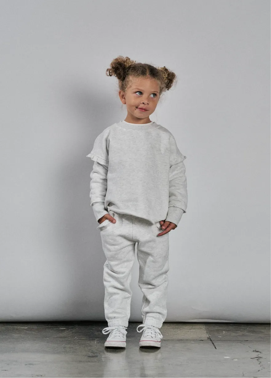 Ruffle Crewneck - Grey