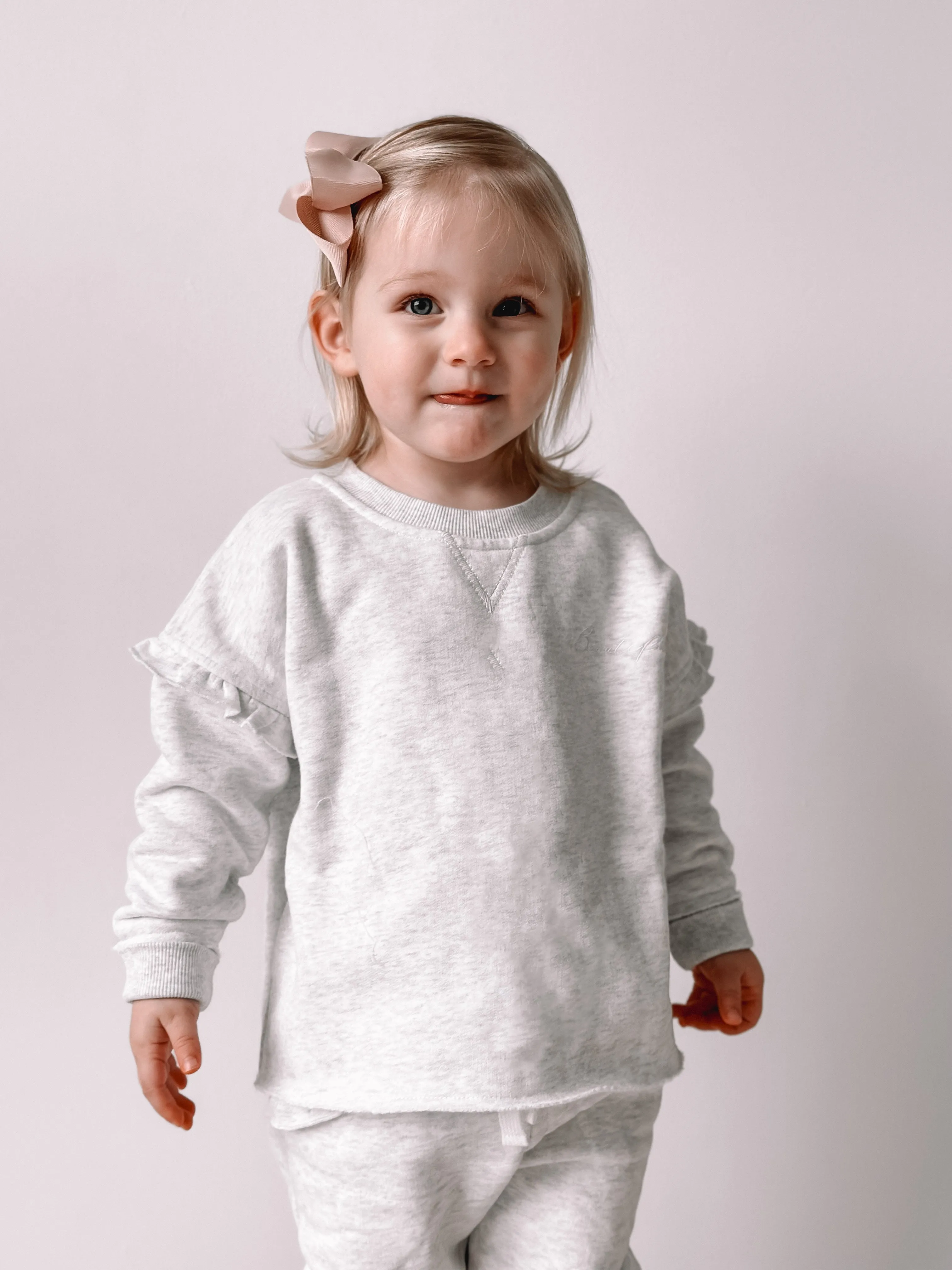 Ruffle Crewneck - Grey