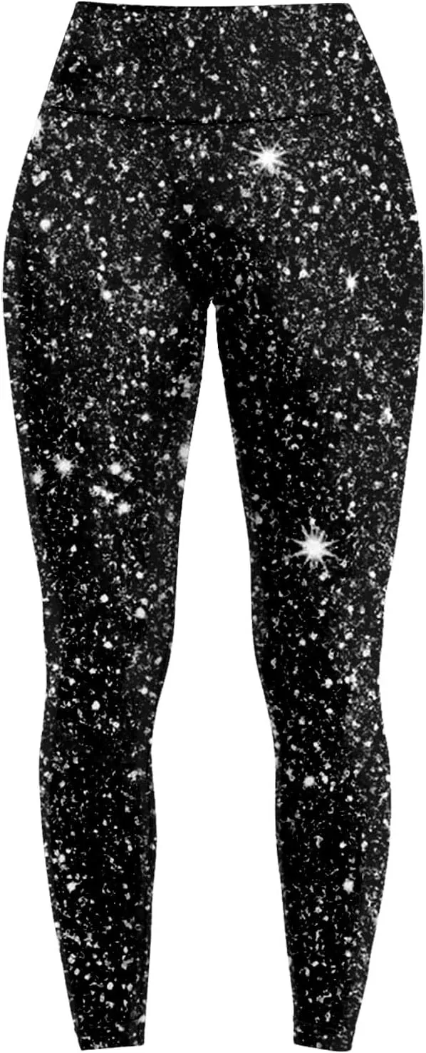 Soft Stretchy New Year Pattern Leggings for Women Red New Years Eve Pants Women's Holiday Leggings