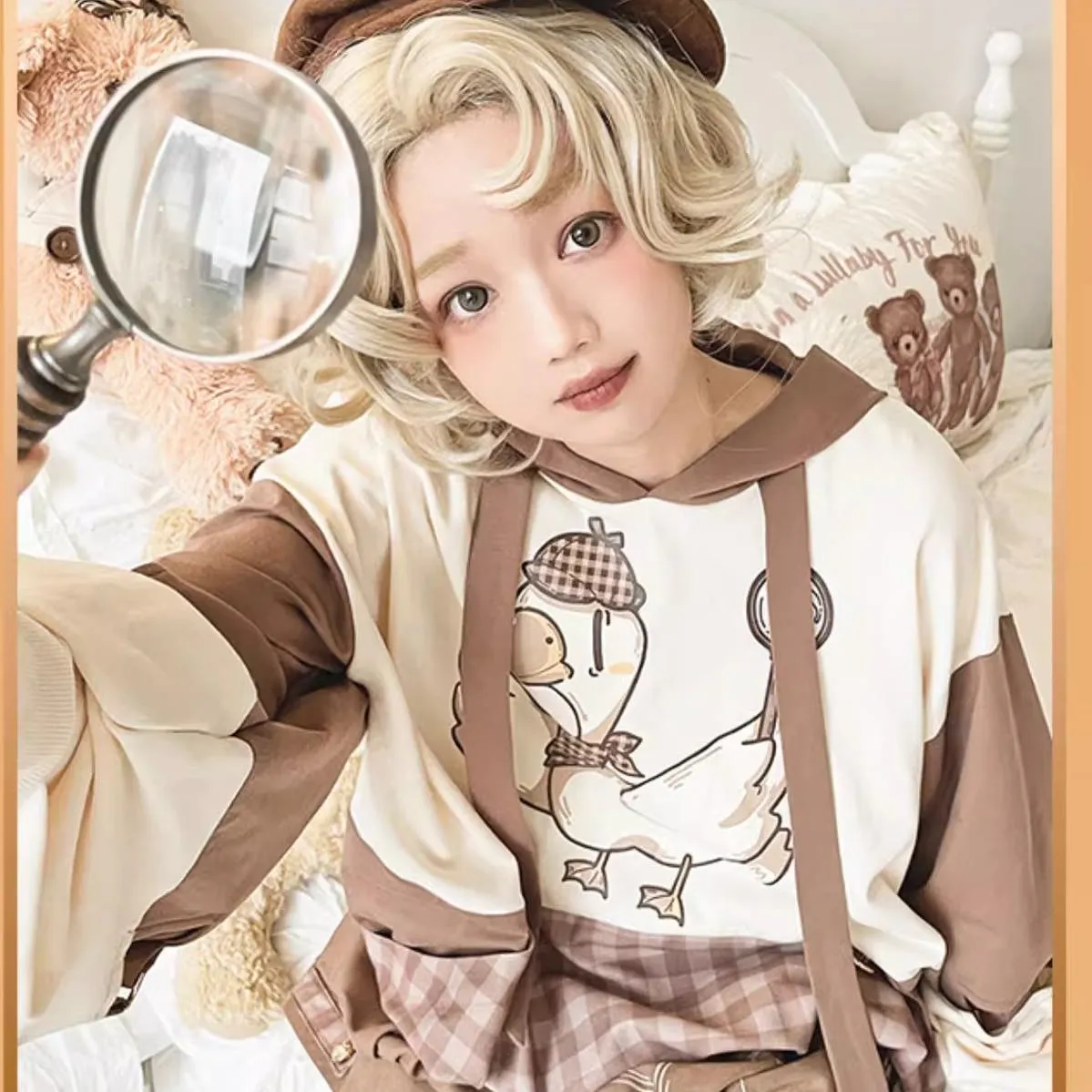 Steamed stuffed pig~Famous Detective Goose~Retro Lolita Hoodie