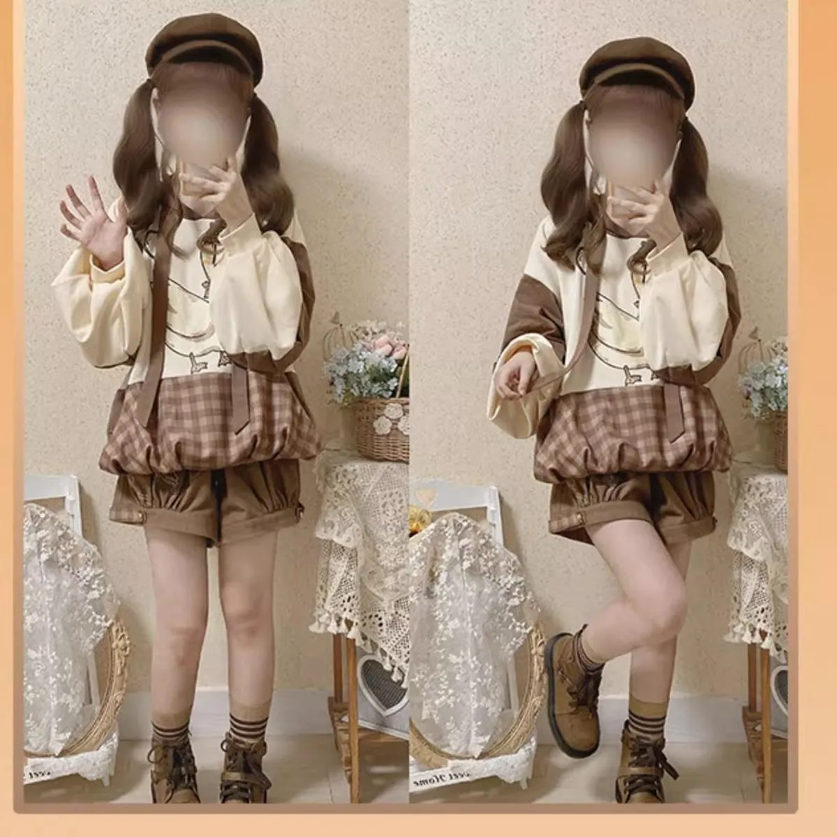 Steamed stuffed pig~Famous Detective Goose~Retro Lolita Hoodie