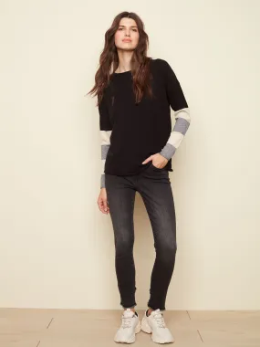 STRIPED SLEEVE CREW