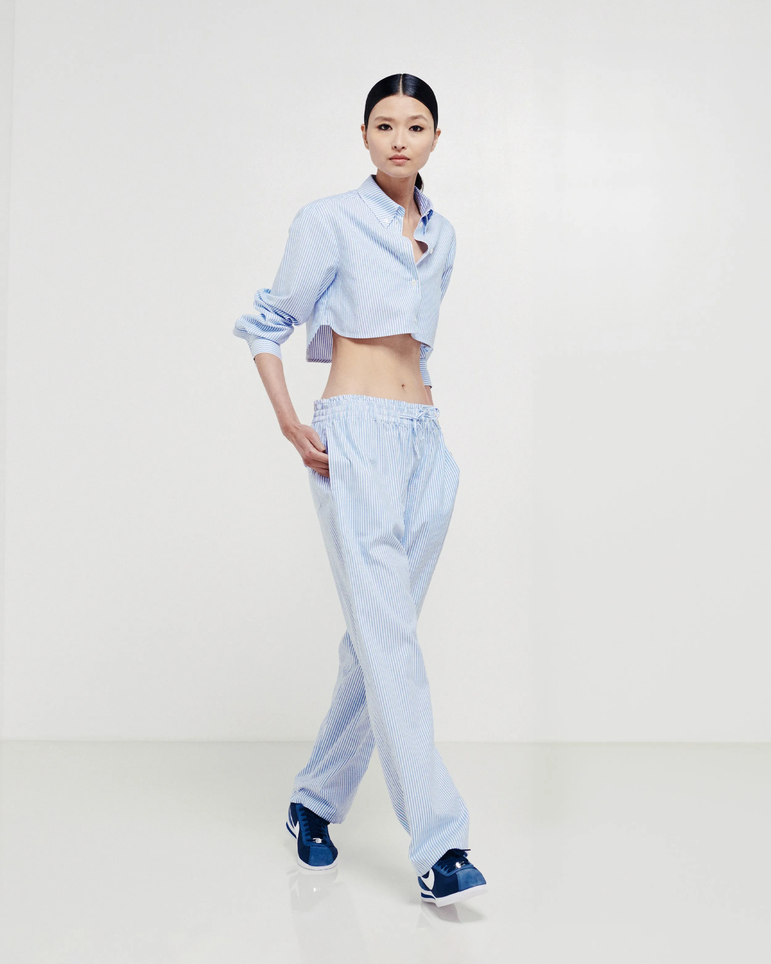 Striped Summer Jogger - Blue/White