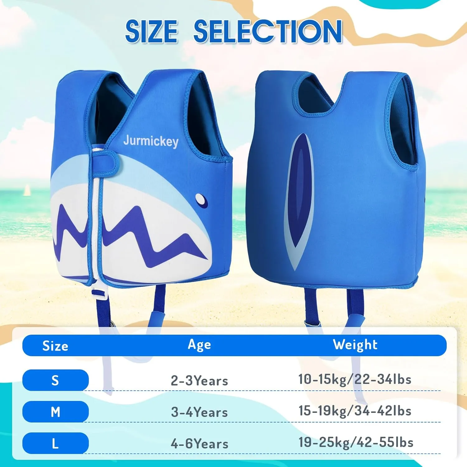 Swim Vest for Toddlers, Kids Swim Vest for Boys Girls with Adjustable Safety Straps, Modern Design Toddler Floaties S-L Age 2-7