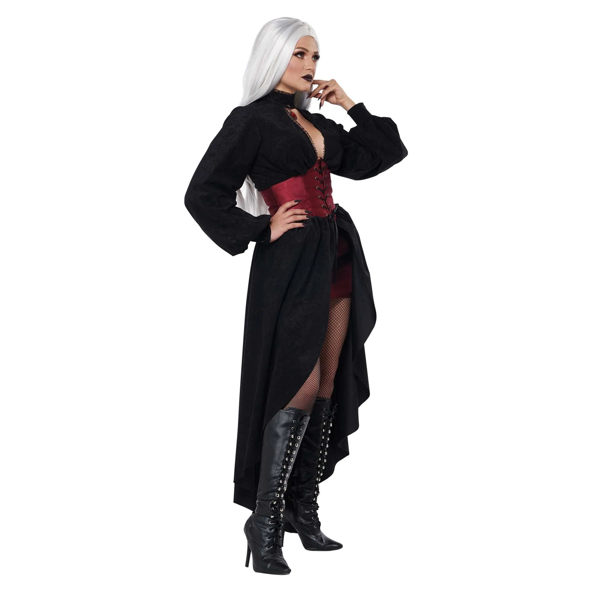 Vampire Corset Coat Costume for Adults, Black Coat