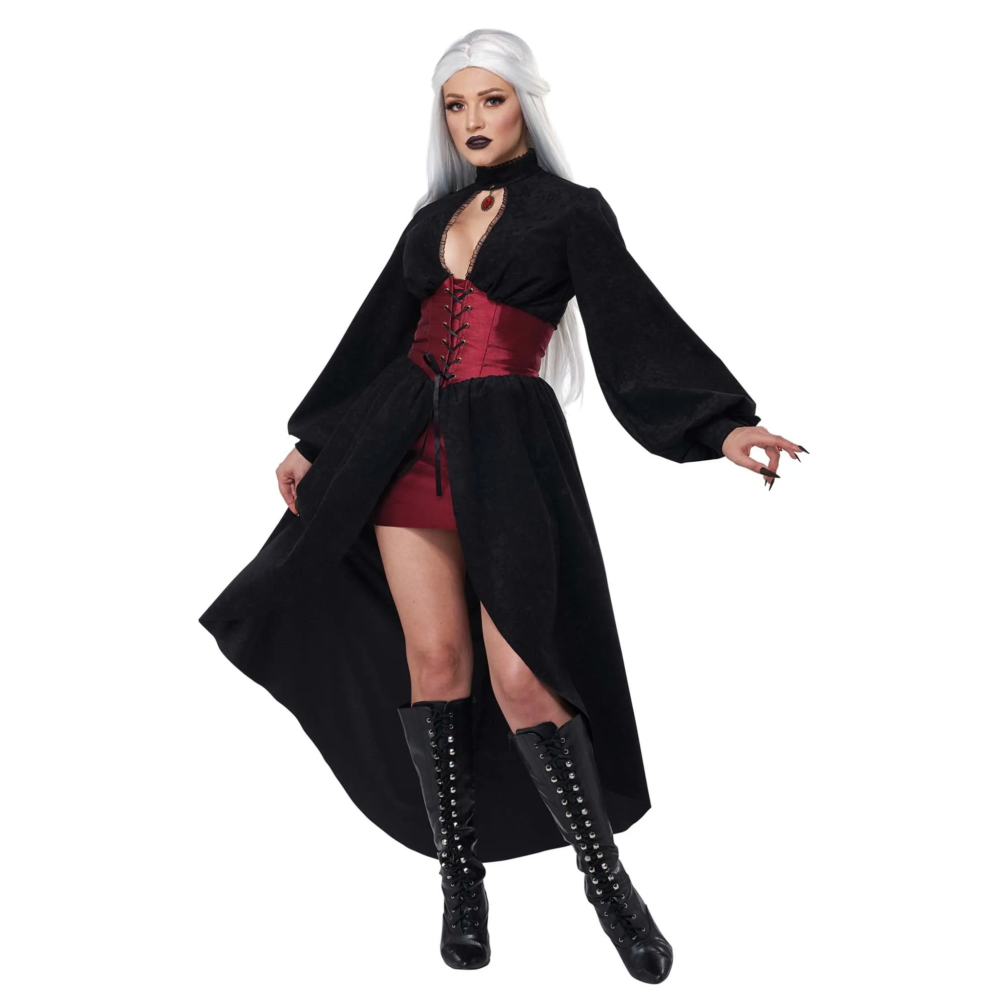 Vampire Corset Coat Costume for Adults, Black Coat