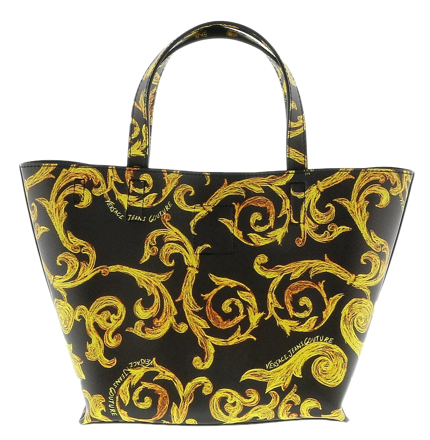 Versace Jeans Couture Black Gold Baroque Printed Classic Shopper Tote