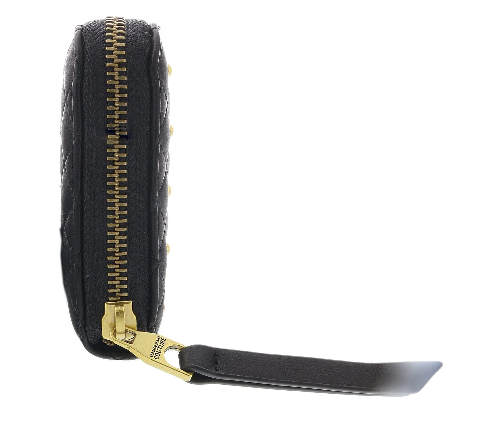 Versace Jeans Couture Black/Gold Studded All Around Zip Continental Wallet