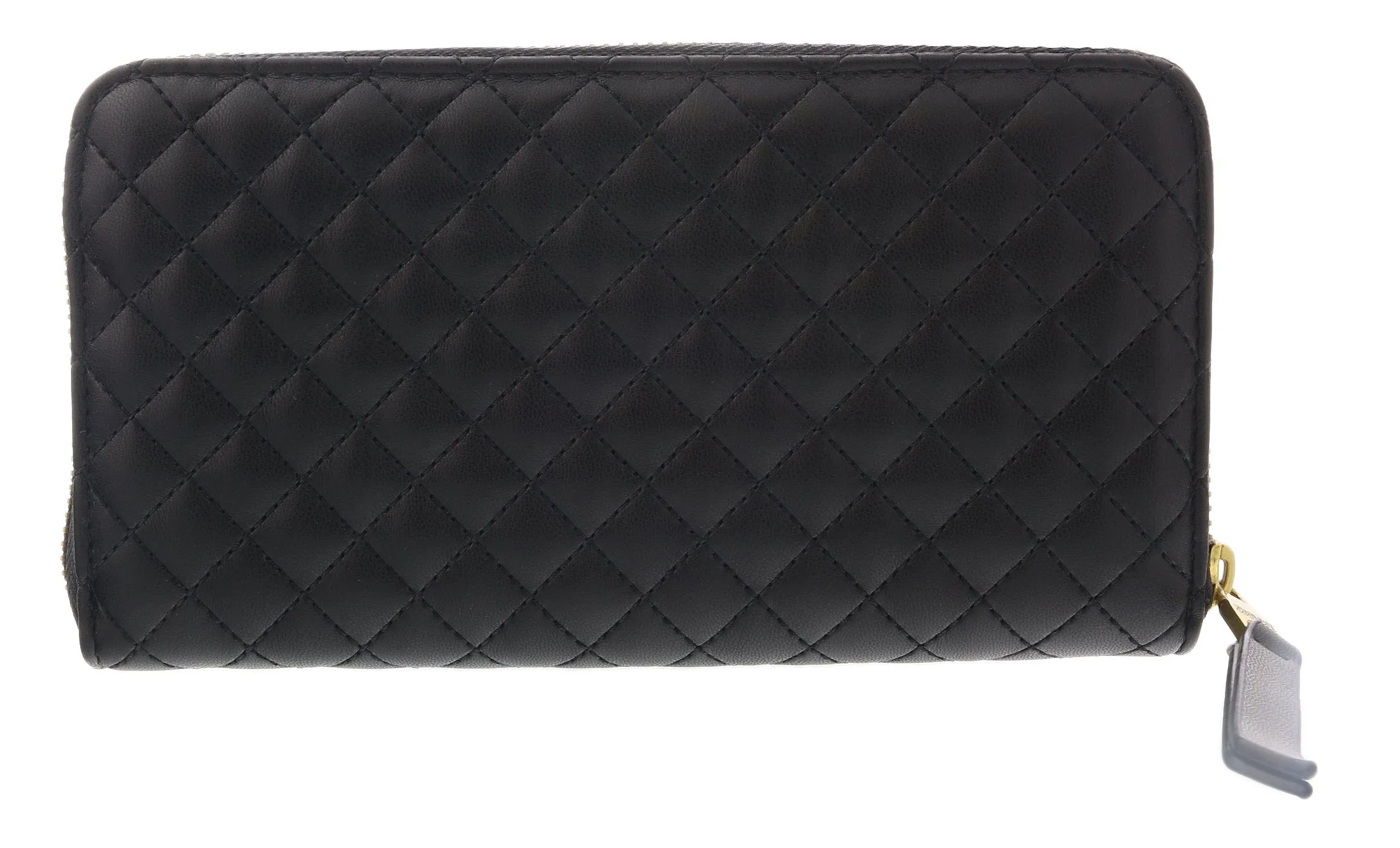 Versace Jeans Couture Black/Gold Studded All Around Zip Continental Wallet
