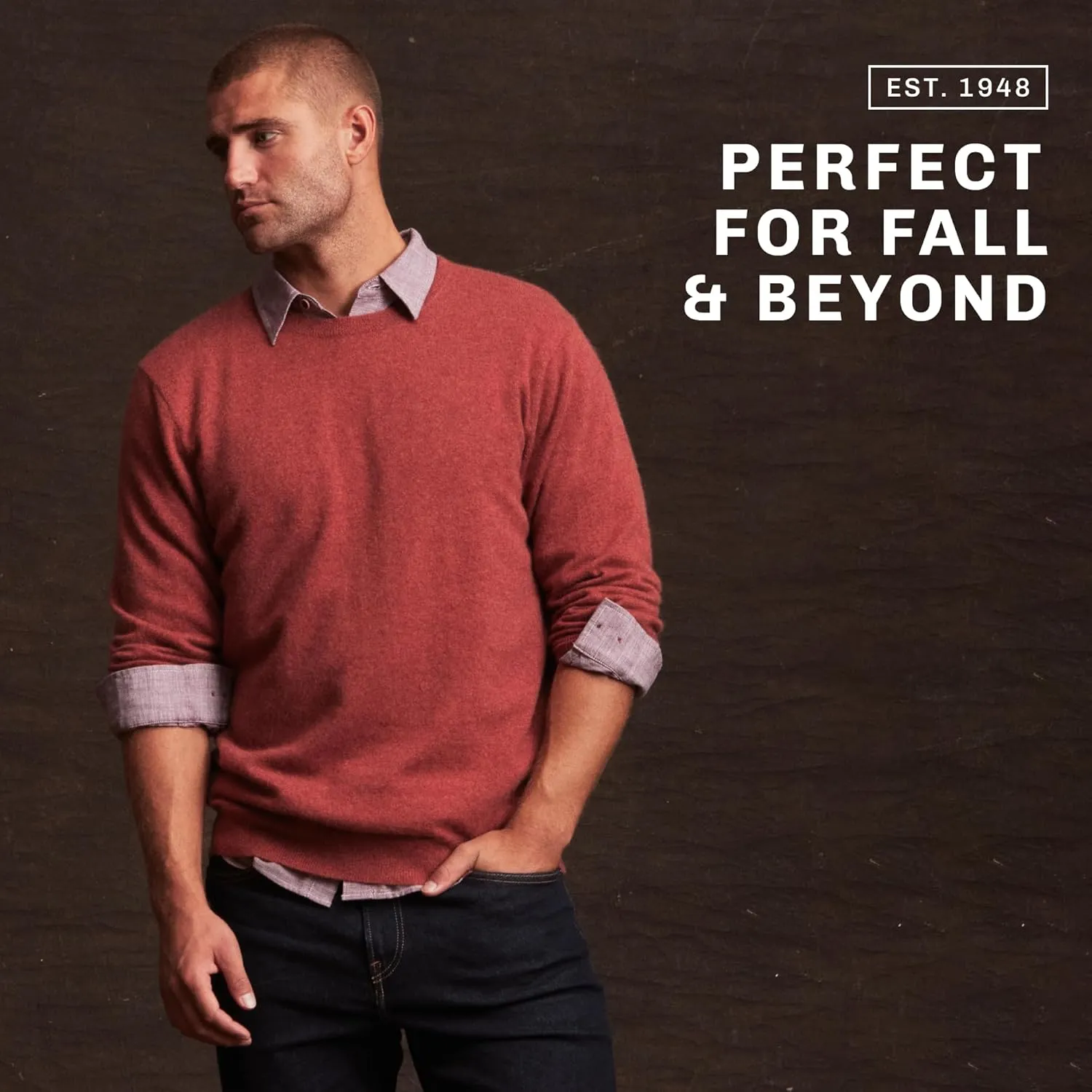 Weatherproof Vintage Men's Lightweight 100% Pure Cashmere Sweater, Soft Thin Pullovers, Long Sleeve Fall Sweater (S-XXL)