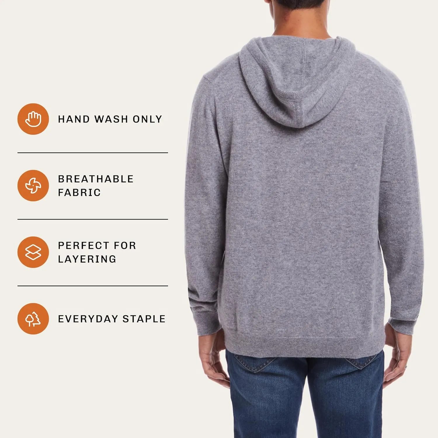 Weatherproof Vintage Men's Lightweight 100% Pure Cashmere Sweater, Soft Thin Pullovers, Long Sleeve Fall Sweater (S-XXL)