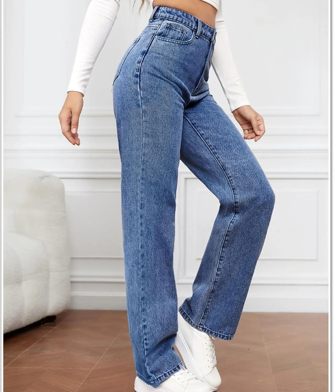 Women's 2024 Modern Skinny Jeans Insta Stretch Juniors Jeans Classic Mid Waisted Bootcut Straight Trendy Denim Pants