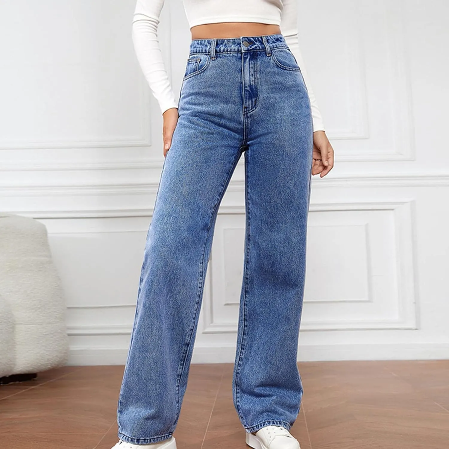 Women's 2024 Modern Skinny Jeans Insta Stretch Juniors Jeans Classic Mid Waisted Bootcut Straight Trendy Denim Pants