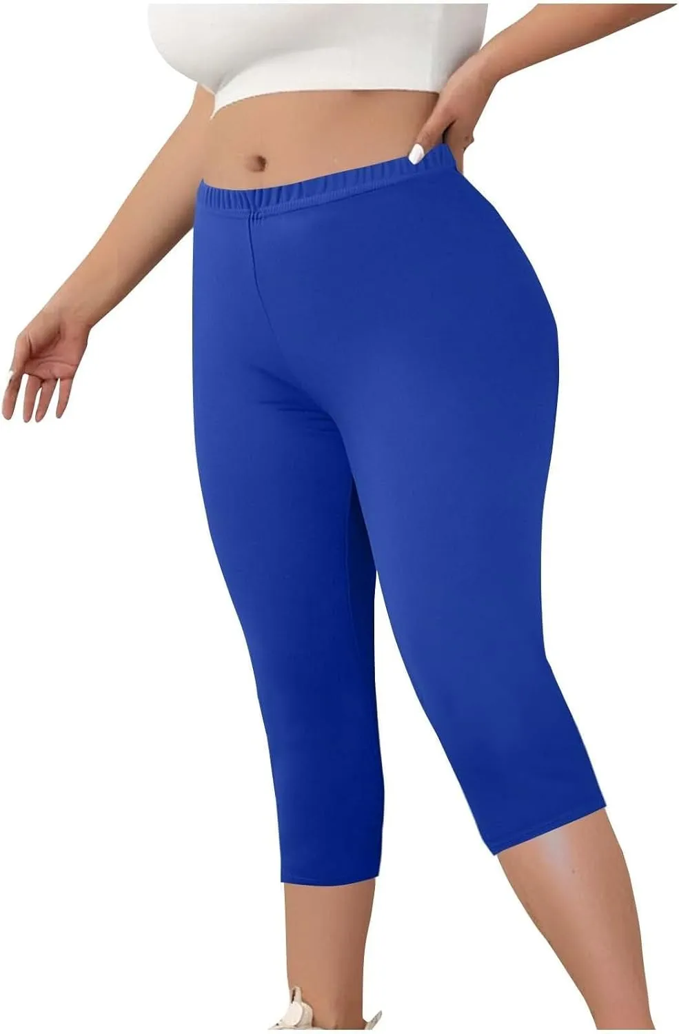 Women's Casual Pants Elastic Waist Tapered Capri Trousers Slim Fit Stretch Soft Fitness Running Hiking Athletic Pants
