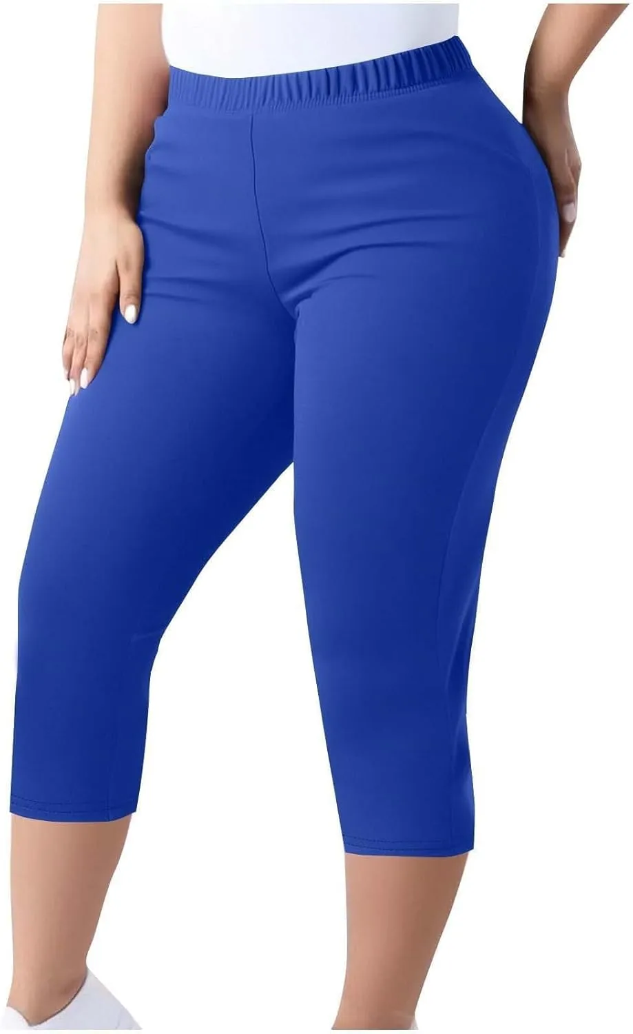 Women's Casual Pants Elastic Waist Tapered Capri Trousers Slim Fit Stretch Soft Fitness Running Hiking Athletic Pants
