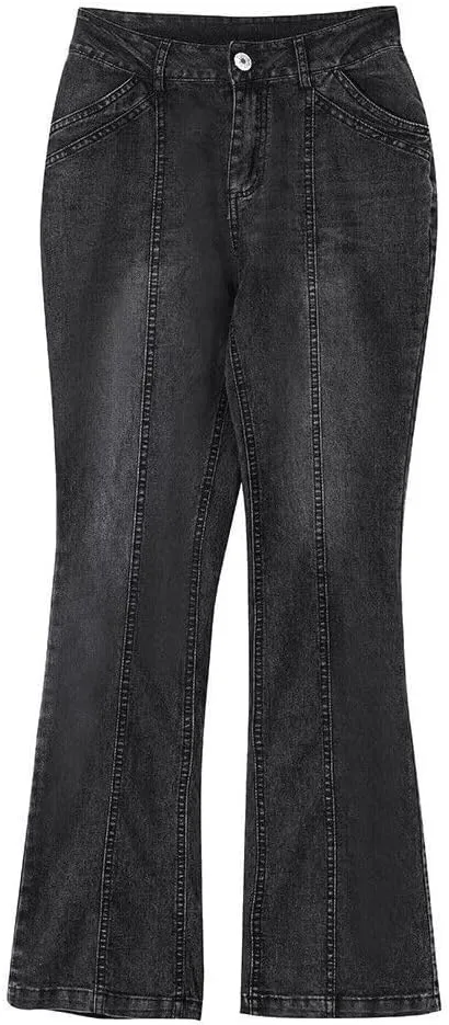 Women's Classic Stretch Bootcut Jeans Plus Size Retro Straight Leg Jeans Loose Trendy Denim Pants with Pocket