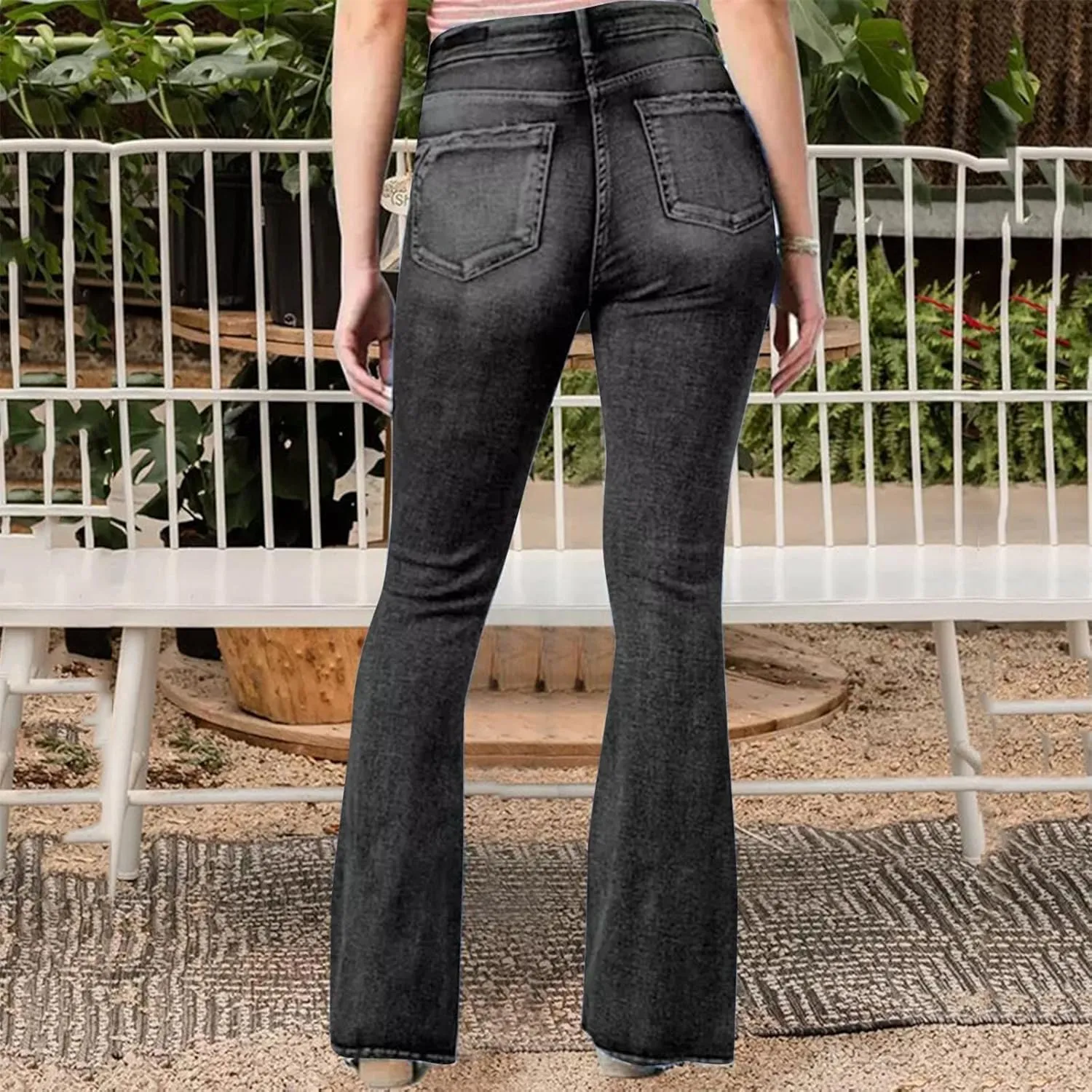 Women's Classic Stretch Bootcut Jeans Plus Size Retro Straight Leg Jeans Loose Trendy Denim Pants with Pocket