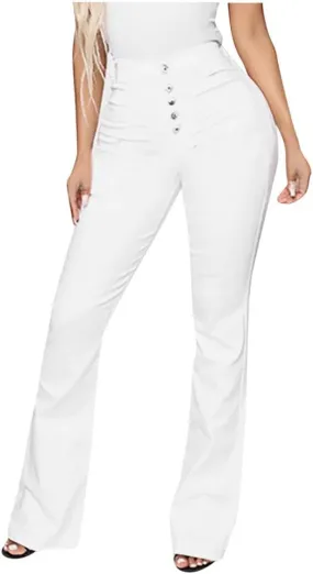 Womens High Rise Flare Jeans Skinny Bell Bottom Jeans Summer High Waisted Classic Casual Wide Leg Denim Pants