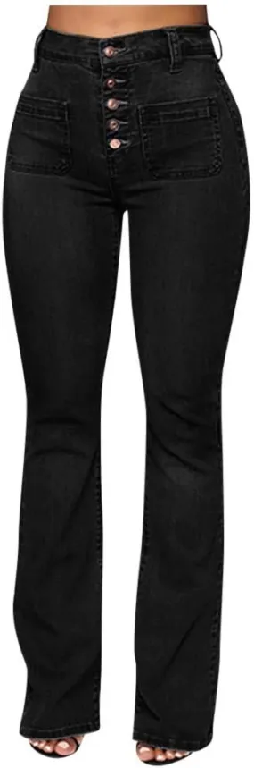 Womens High Rise Flare Jeans Skinny Bell Bottom Jeans Summer High Waisted Classic Casual Wide Leg Denim Pants
