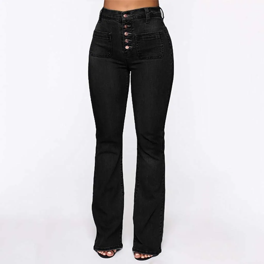 Womens High Rise Flare Jeans Skinny Bell Bottom Jeans Summer High Waisted Classic Casual Wide Leg Denim Pants