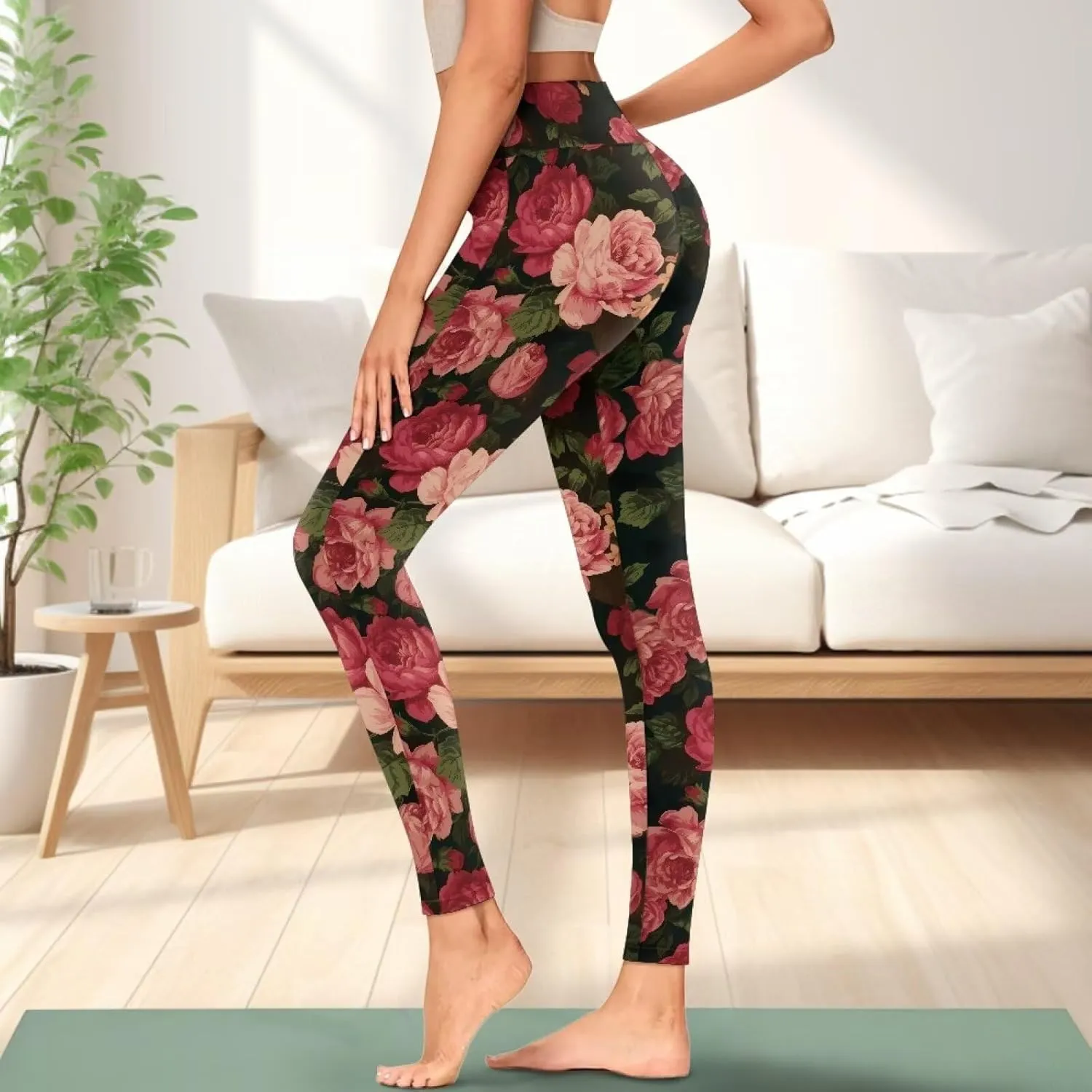 Women's Leggings with Pockets Tummy Control High Waist Yoga Leggings Soft Stretchy Workout Yoga Pants
